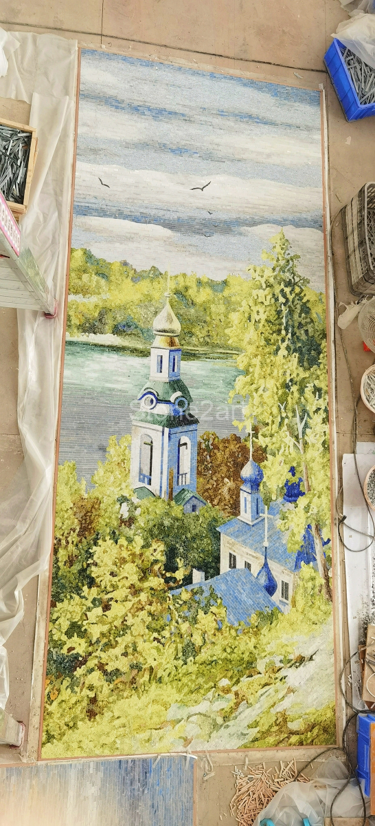 Мозаика из  натуральных камней - панно на стену - картина